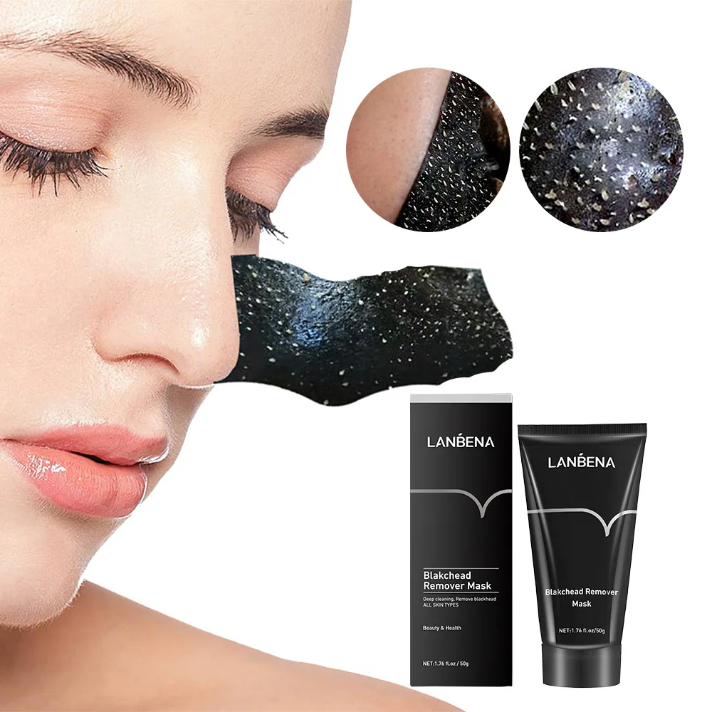 LANBENA Blackhead Remover Black Mask Face Acne Treatment Peeling Peel-Off Shrink Pores Bamboo Charcoal Cleaning Nose Mask