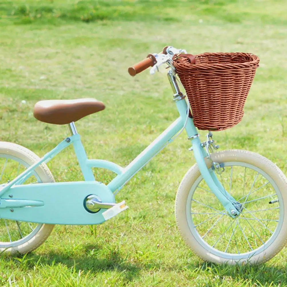 Hand-woven Beautiful Lines Sturdy Durable Folk Craftsmanship Bike Basket Wicker Child Wicker Front Handlebar Bike Basket Cargo