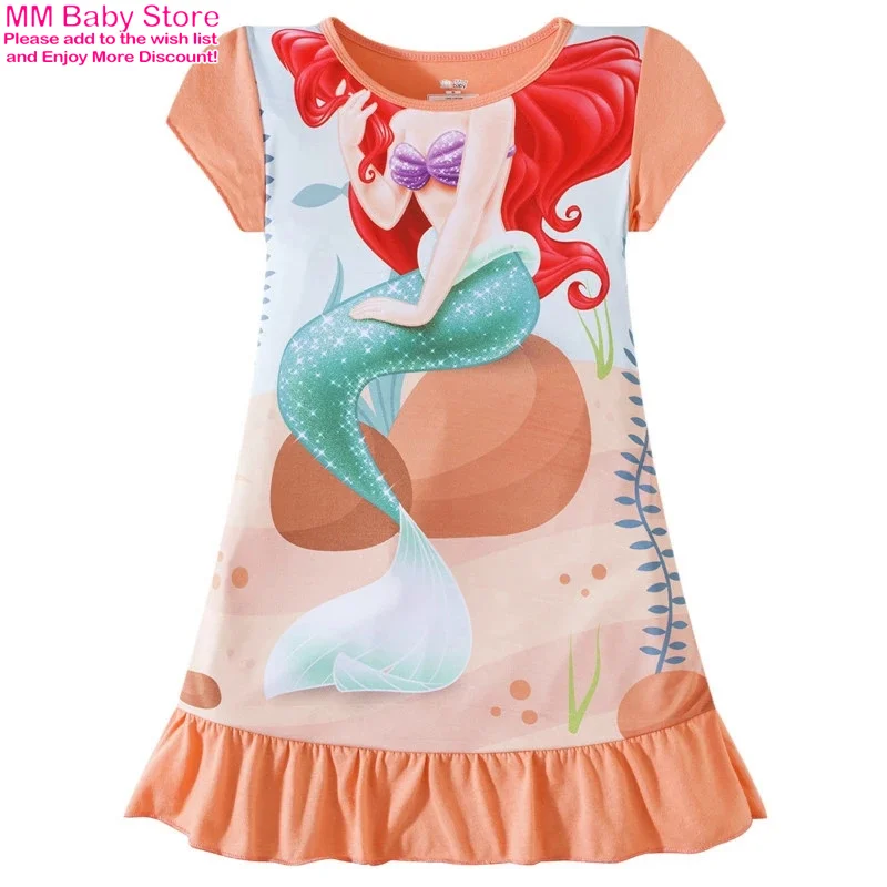 Robe de nuit sirène Anna Elsa pour filles, vêtements de dessin animé pour enfants, pyjamas à manches courtes, vêtements de famille pour enfants