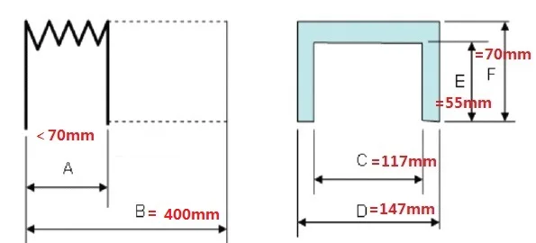 CNC mill accordion protection bellow cover,internal 117mmx55mm,external 147mm x 70mm,Lmax 400mm