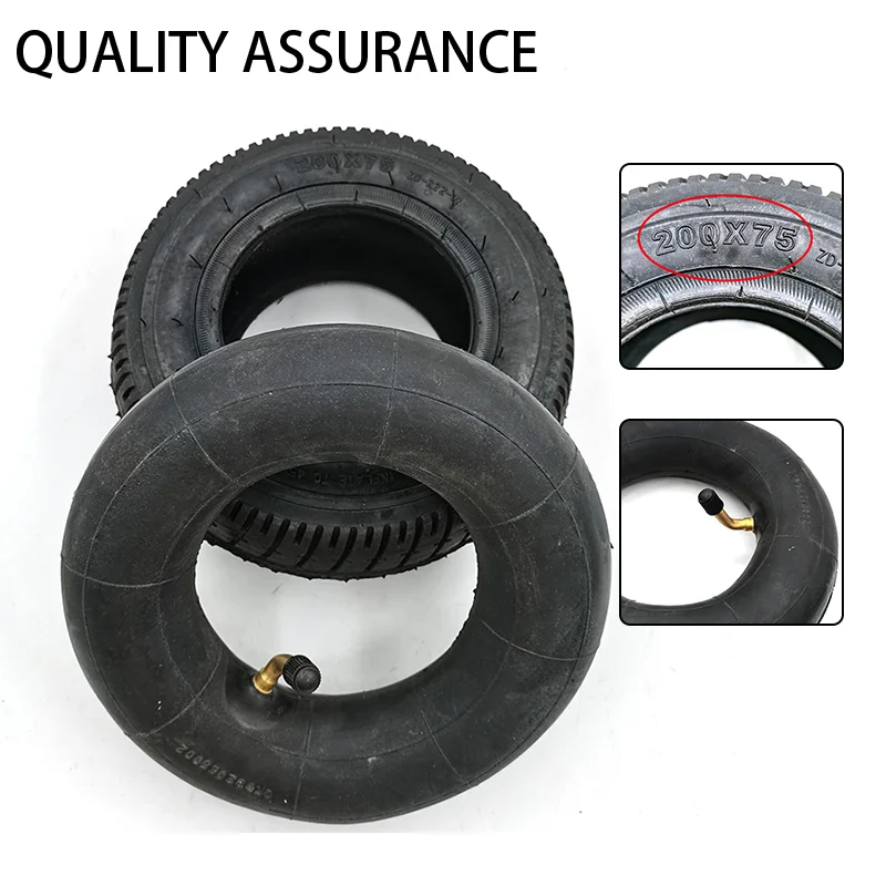 200x75 Tires 8 Inch Pneumatic Inner Tube Camera with Bent Valve Stem Wear Resistant Durable Outer Tyre for Electric Scooter