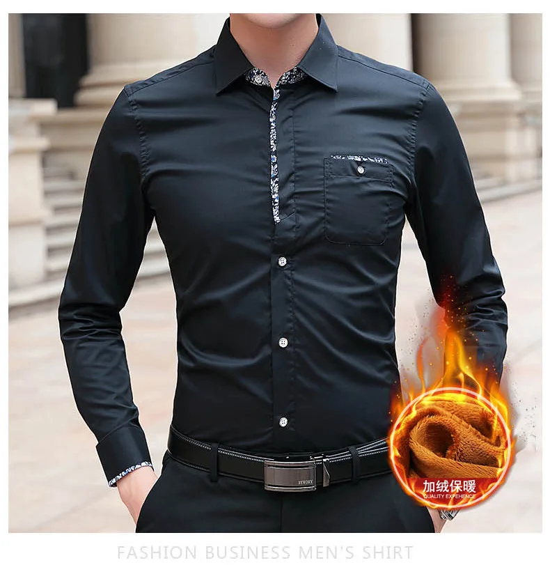 

2019free Ship Businessmen Winter Shirts Long Sleeves Turn Down Collar Single Breasted Warm Thick Fleece Tops Blouse M-xxxxxl 5xl