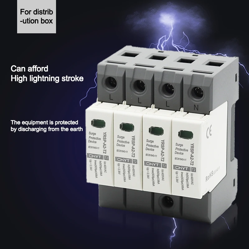 ICHYTI Surge Protector SPD AC 4P 275V 385V 420V  lightning protection surge arrester surge protective device