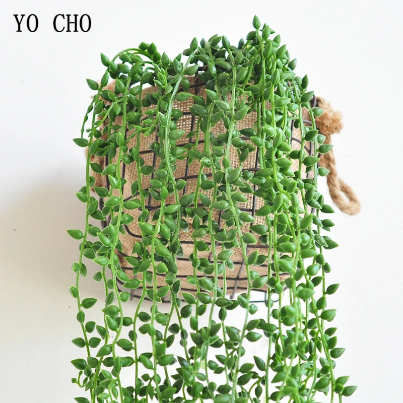 YO CHO Simulation plant lover tears Chlorophytum wall hanging green vine decoration plant home wall hanging artificial plant