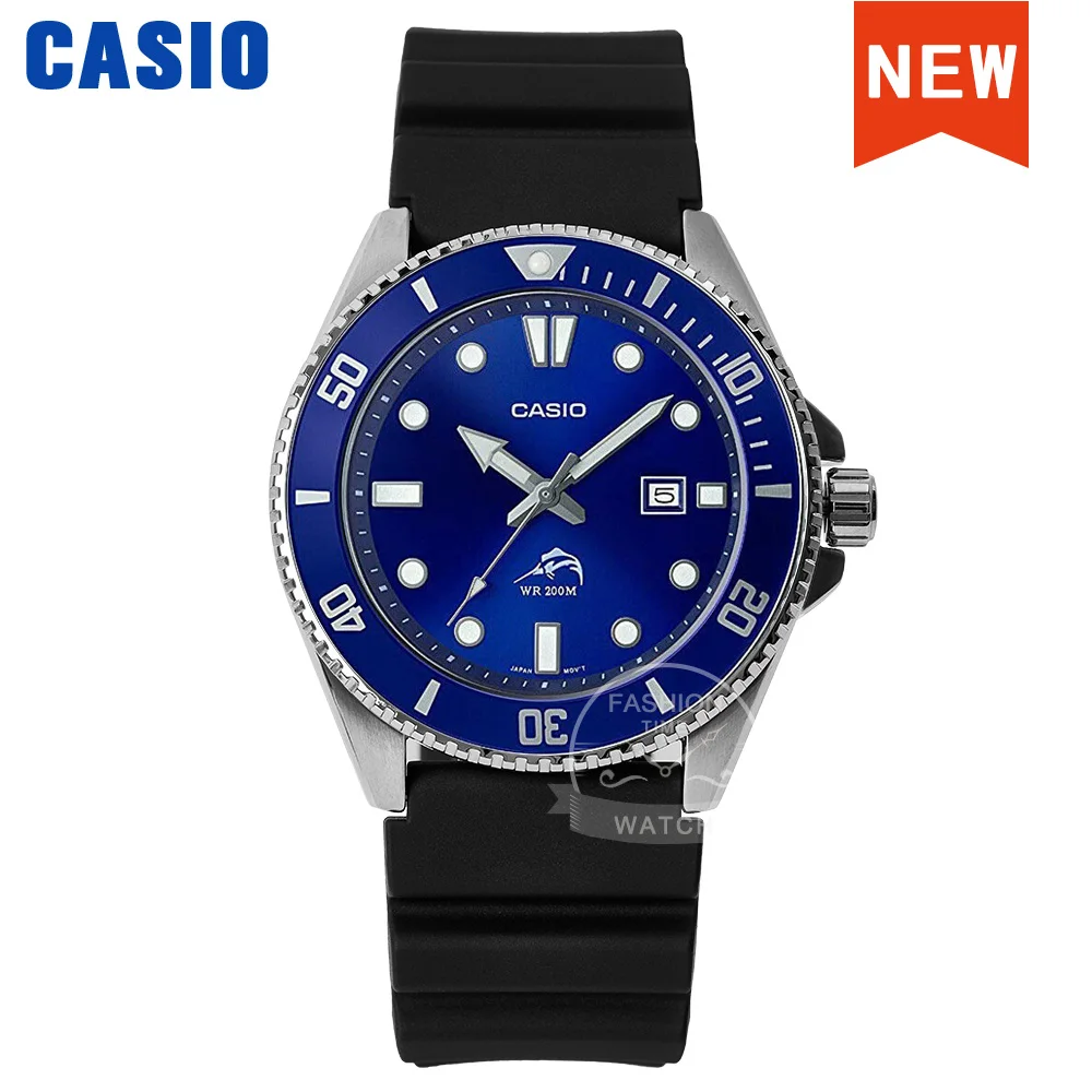 Casio שעונים גברים דג חרב שחור צלילה מרלין שעון יוקרה למעלה מותג יוקרה קוורץ 200 m גברים עמיד למים שעון ספורט צבאי שעון זוהר להקת שרף מראה קלאסי MDV106 relogio masculino reloj hombre erkek kol saati montre homme zegare