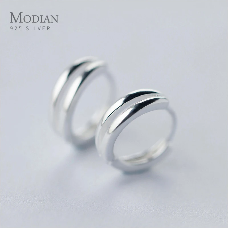 Modian Charm Genuine Sterling Silver 925 Hoop Earrings for Women Line Tiny Ear Hoops Fashion Fine Female Jewelry Brincos  2020