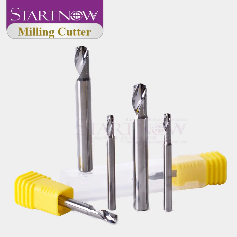 Startnow 5 sztuk/partia stopu Aluminium frez CNC Router grawerowanie Bit 3.175/4/6mm SHK jeden flet Spiral End Mill...