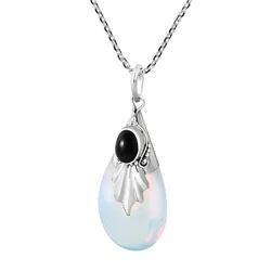 Drop-Shaped Moonstone Pendant Necklace Women's Necklace Fashion Metal Sliding Crystal Inlaid Pendant Accessories Party Jewelry