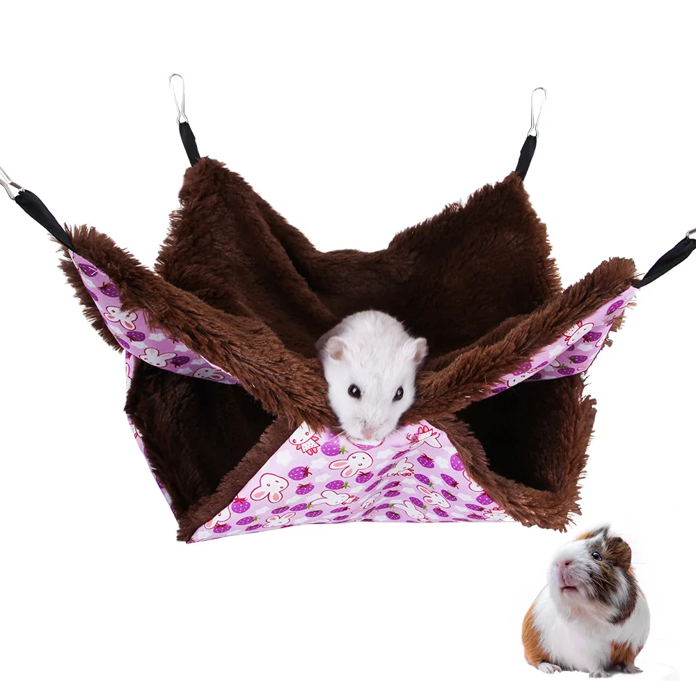 PL Pet Hamster Hanging House Small Animals Squirrel Plush Hammock Beds Double Layer Rat Squirrel Warm House Pet Supplies