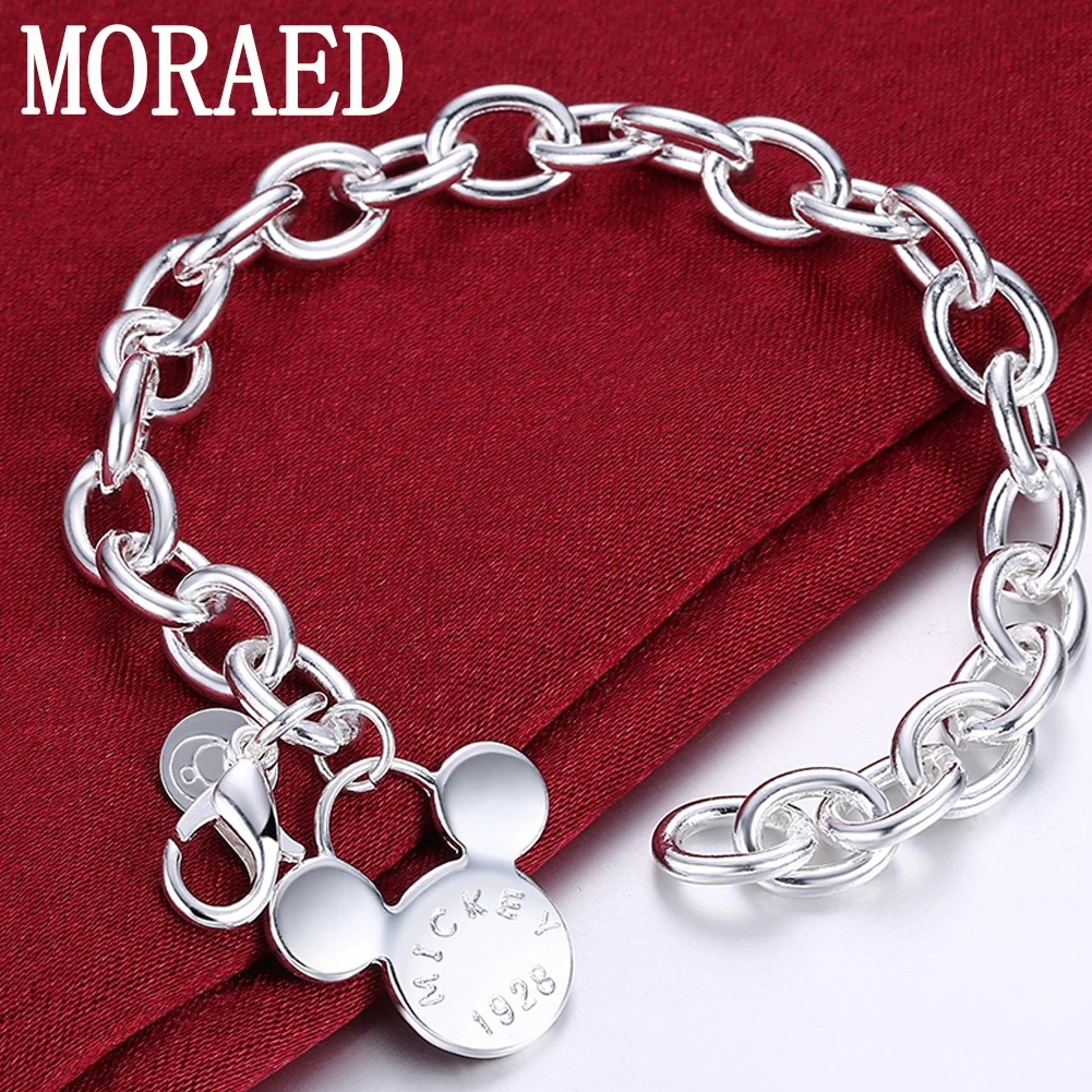 2022 New Charm 925 Sterling Silver Cute Mickey Chain Bracelet for Women Lady Trendy Jewelry Gift