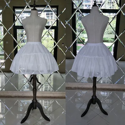 

Children's Underskirt Short Ball Gown Lolita Petticoat White Elastic Waistband 2 Hoops