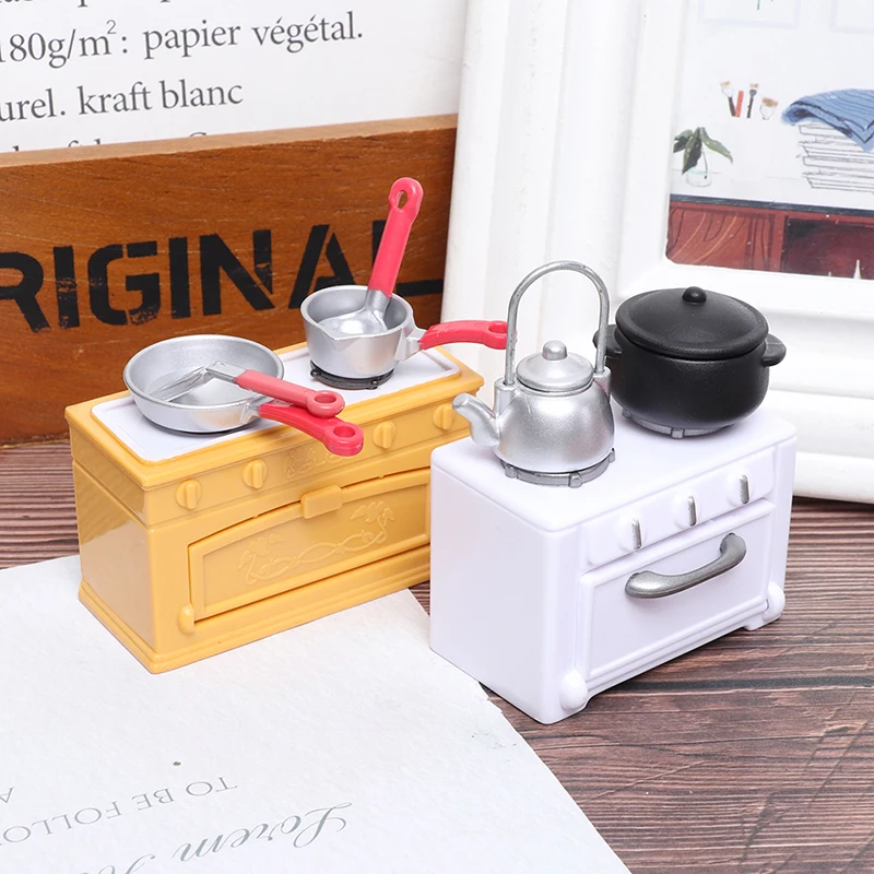 1:12 puppenhaus Miniatur Küche Utensilien Kochen Ware Mini Topf Kessel Pan mit Deckel Keramik Topf Spielen Küche Spielzeug