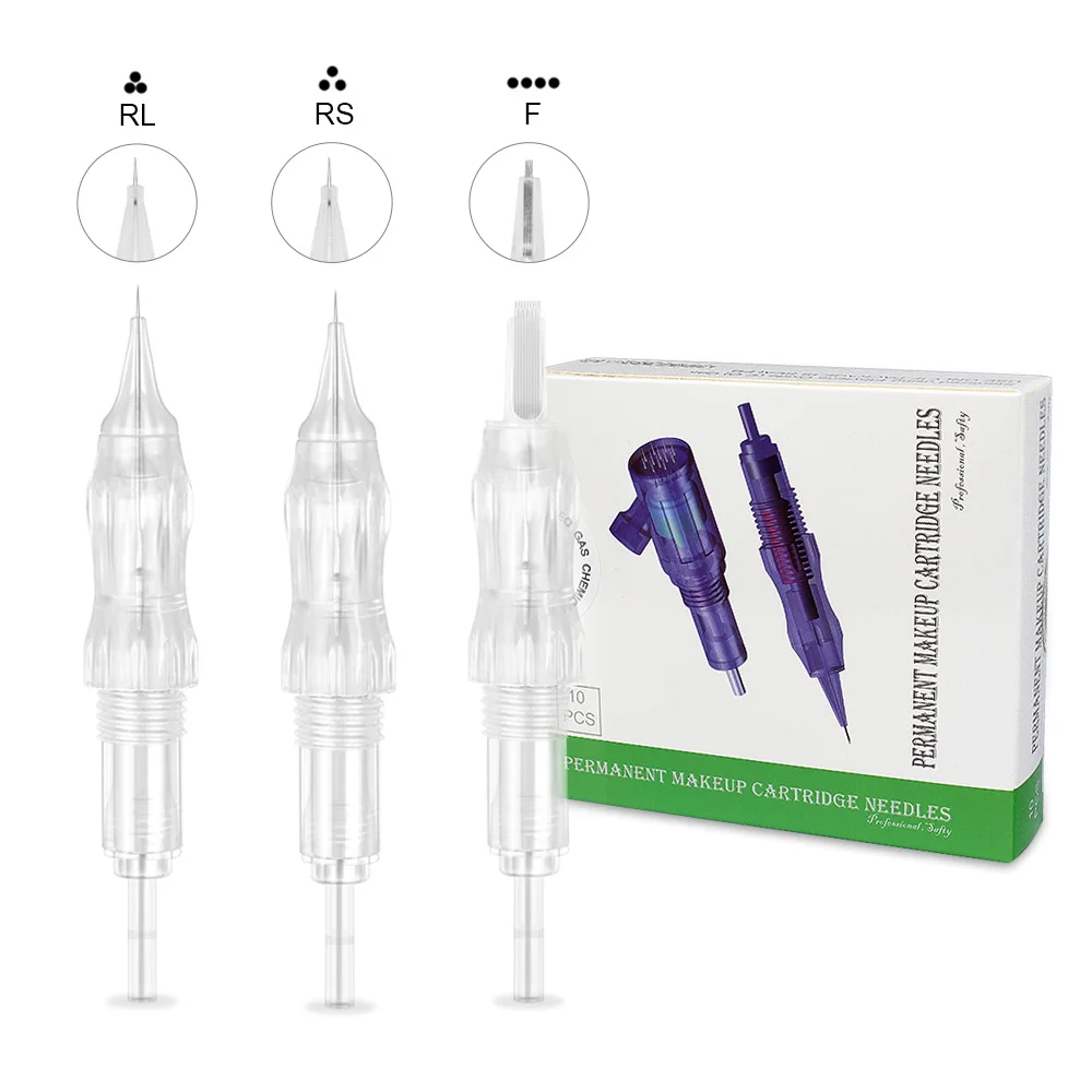 10pcs Permanent Makeup Cartridge Needle Disposable Semi-Permanent Eyebrow Lips Needles for Tattoo Machine Pen