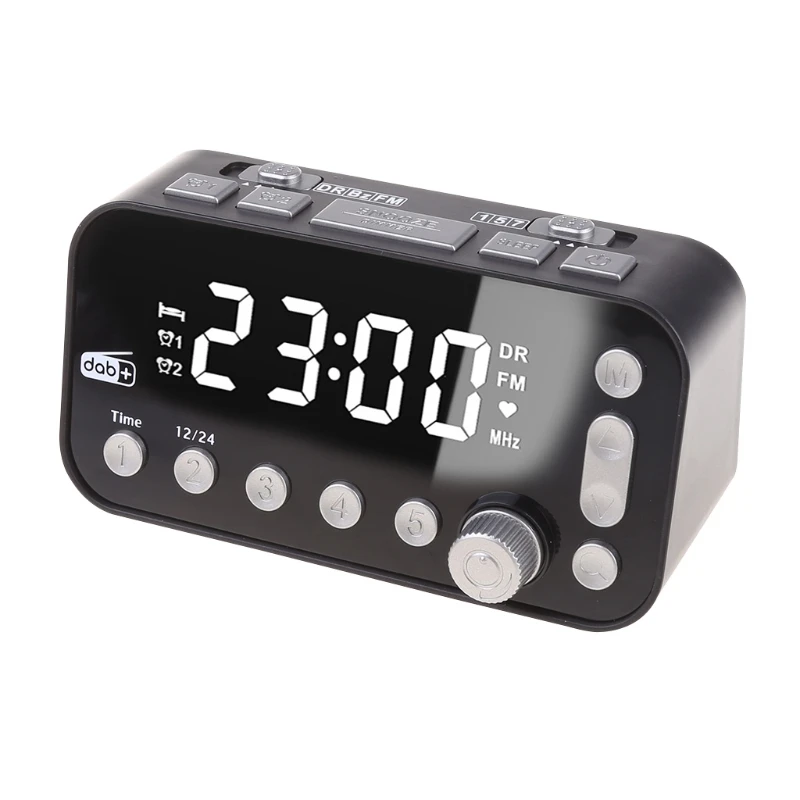 2021 New Bedside Digital Alarm LED Clock with Dual USB DAB/FM Radio Large Screen Dual