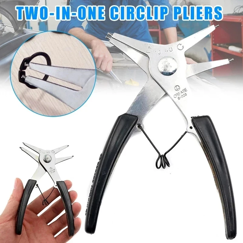 2 in 1 Detachable Circlip Pliers Steel DIY Snap Ring Combination Retaining Clip Spring Jewelry Pliers Ring Remover for Industry