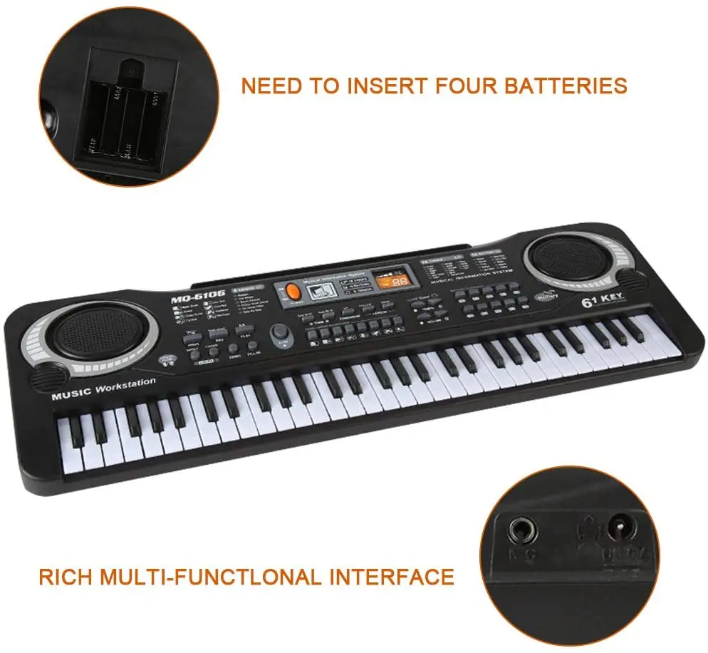 61 Key Keyboard Piano For Kids,Children Portable Electric Organ,Music Electronic Keyboards Piano Educational Toy For Boy Girls