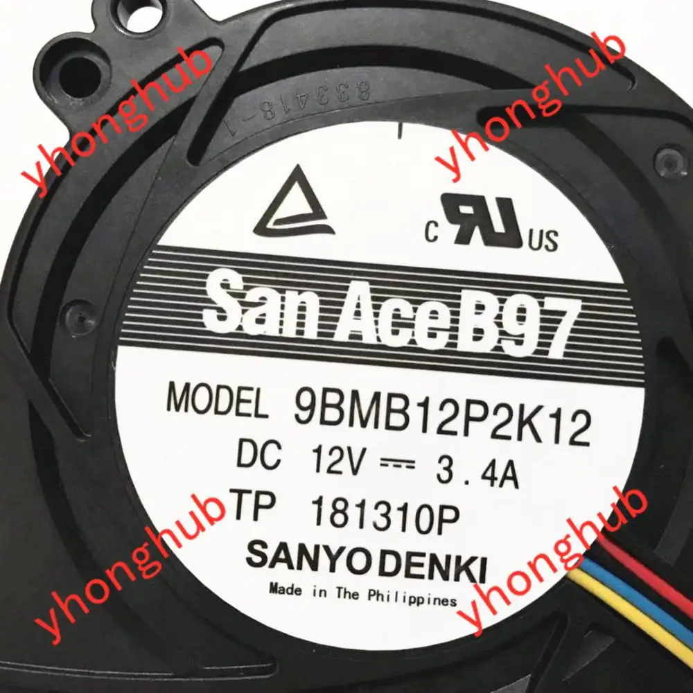 Imagem -03 - Ventilador do Servidor de Fios da C.c. 12v 3.4a 97x97x33 mm de Sanyo Denki 9bmb12p2k12 fã do