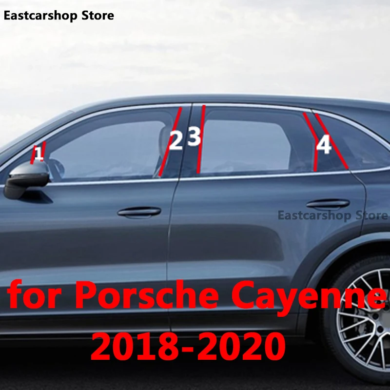 For Porsche Cayenne 2020 2019 2018 Car Middle Window B C Center Pillar Sticker PC Central Frame Strip Protective Accessories