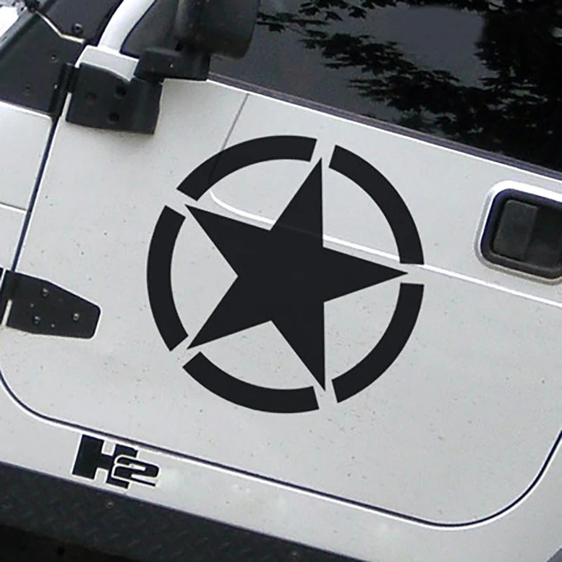 Noizzy Willys Star US Army Car Sticker Auto Decal Door Vinyl Reflective Black White for Jeep Wrangler Renegade Grand Cherokee