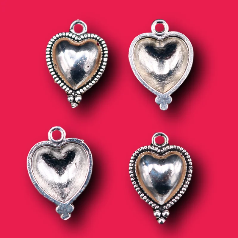 10pcs Silver Plated Christian Sacred Heart Pendants Religious Bracelet Necklace Accessories DIY Charms For Jewelry Crafts Making