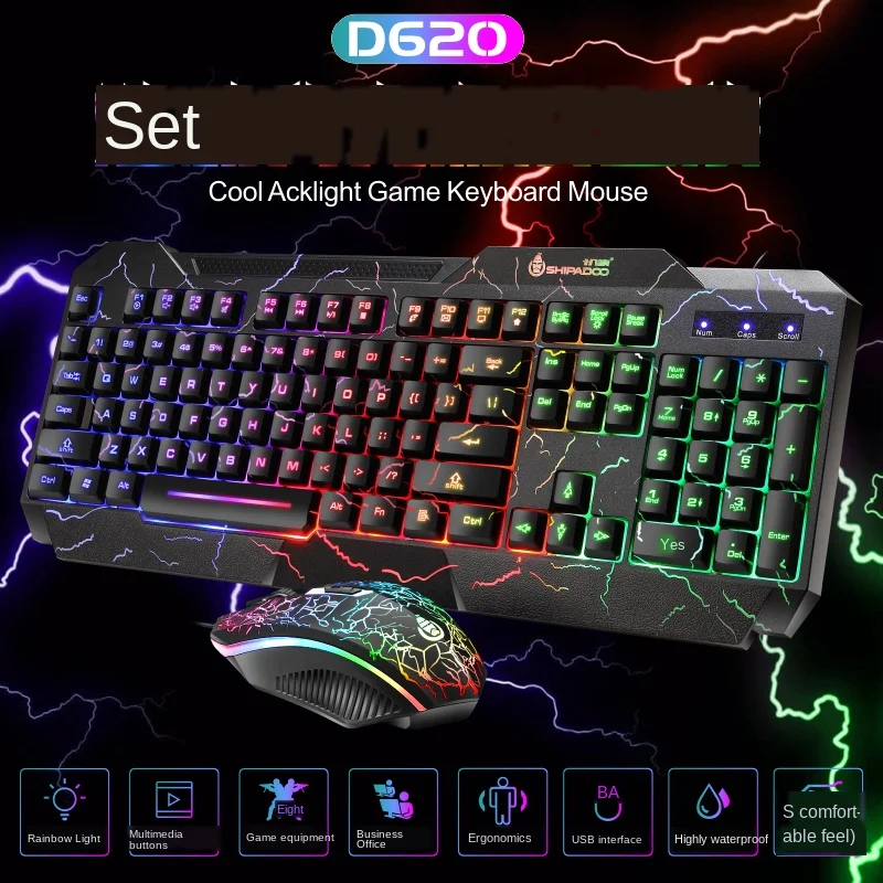 Imagem -04 - Teclado de Jogo Combos de Rato Usb com Fio Led Luminoso Jogo de Gamer Arco-íris Retroiluminação à Prova Dmulti Água Multi-mídia Conjunto para Computador Escritório Gamer