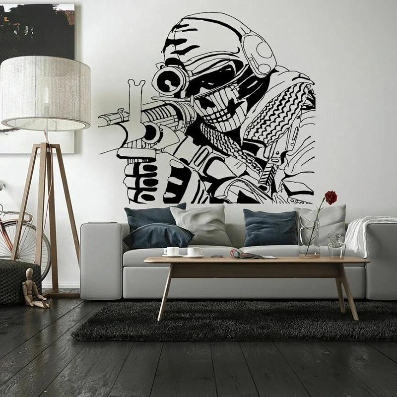 

Large Soldier Sniper War Weapon Wall Sticker Bedroom Playroom Gun Military Army Wall Decal Kids Room Home Decor