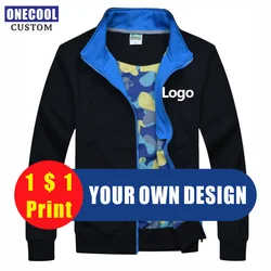 Hohe-Qualität Männer Und Frauen Jacke Individuelles Logo Druck Stickerei Zipper Hoodie Persönliche Design Text Logo Bild ONECOOL 2021