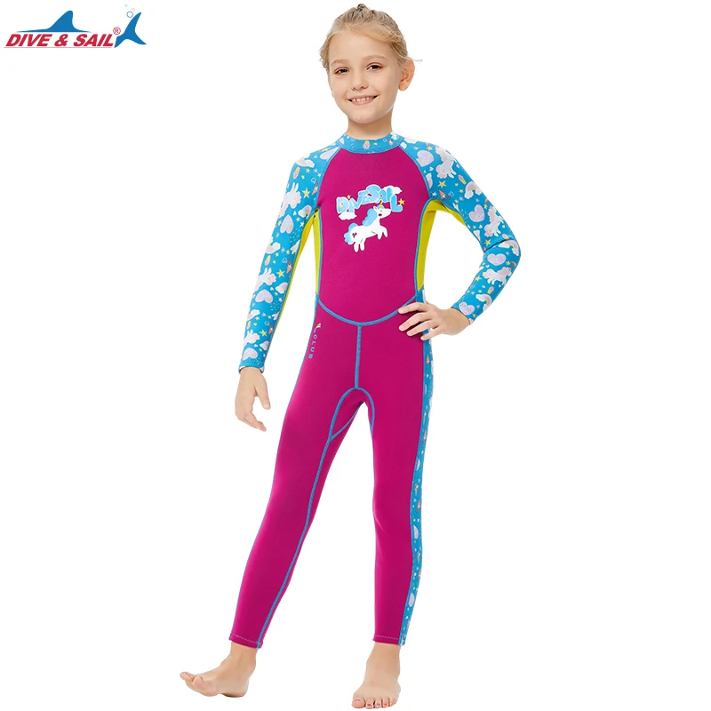 Kids and Youth 2.5mm Neoprene Wetsuit Long Sleeve Thermal Swimsuit Back Zipper for Boys Toddler Child Keep Warm Swimming Diving