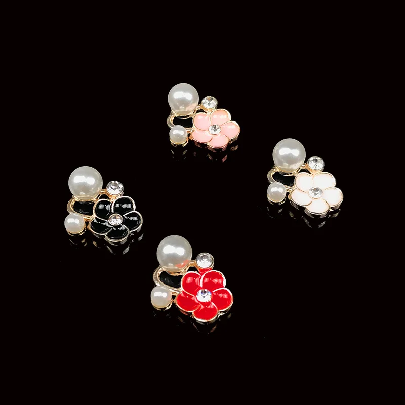 

Engood 100Pcs Pearl Drops of Oil Alloy Flower Buttons Sewing Trim & Embellishments Craft Buckles for DIY Hair Accessories ZJ82