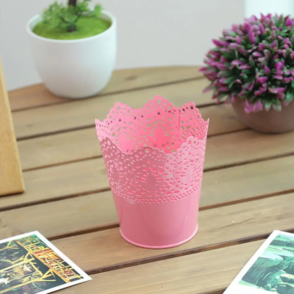 Sales at Bottom Price Flower Pots Fashion Hollow Candy Color Dry Flower Pot Bucket Bonsai Home Office Decoration Garden Supplies