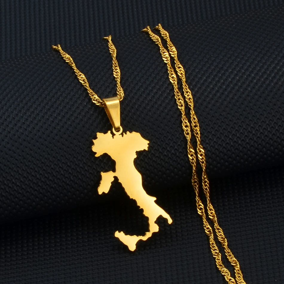 Anniyo Italy With Sicily and Sardinia Together Map Pendant Necklaces Italian Maps Jewelry @235821