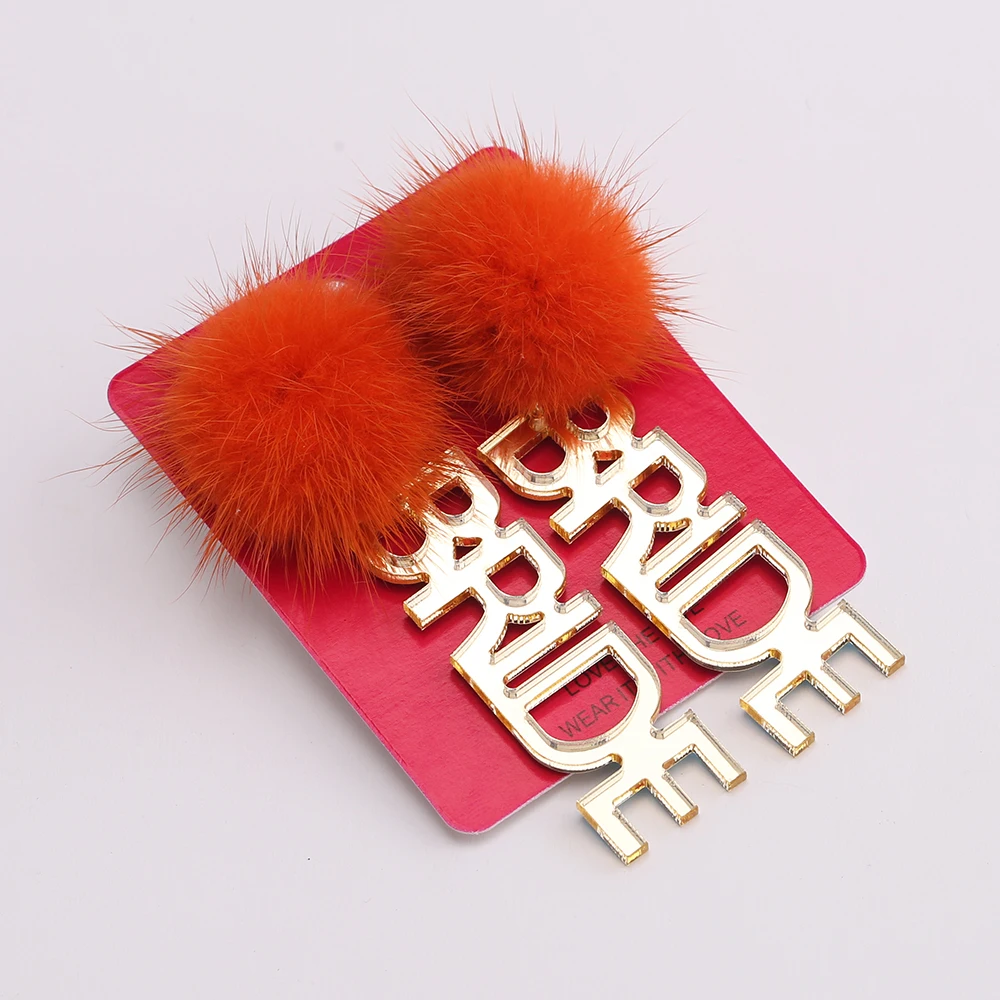 High Quality Mink Fur Ball Drop Earrings For Women BRIDE Plush Balls Earrings Pendant Embellishments Accessories Wholesale