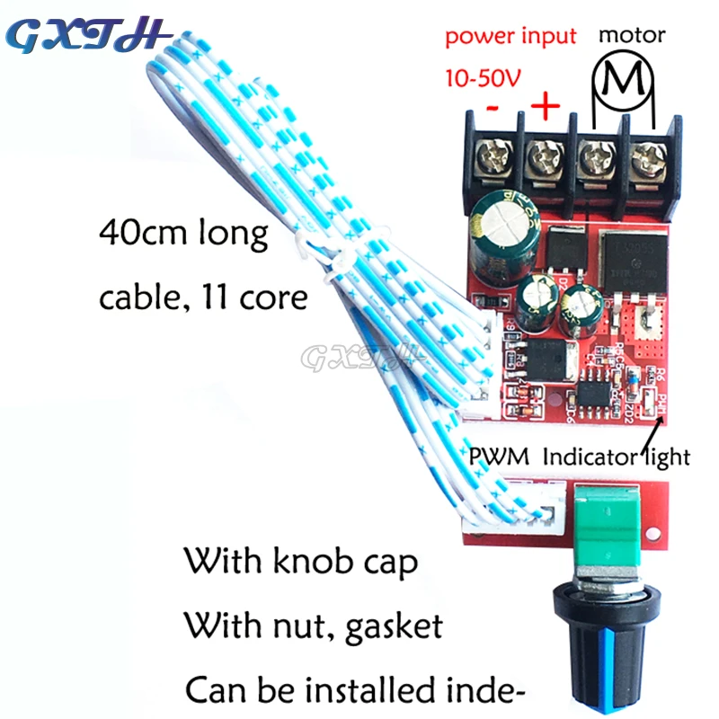 High Power Motor Governor LED Dimmer 10V-50V Speed Switch 15A With Switch