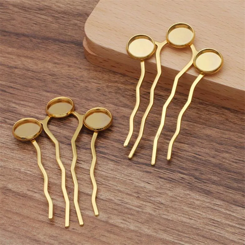 5pcs/lot 4 Teeth Comb Hair Accessories 12mm Cabochon Base Blank Hairpin Hair Wear Vintage Barrette DIY Jewelry Findings