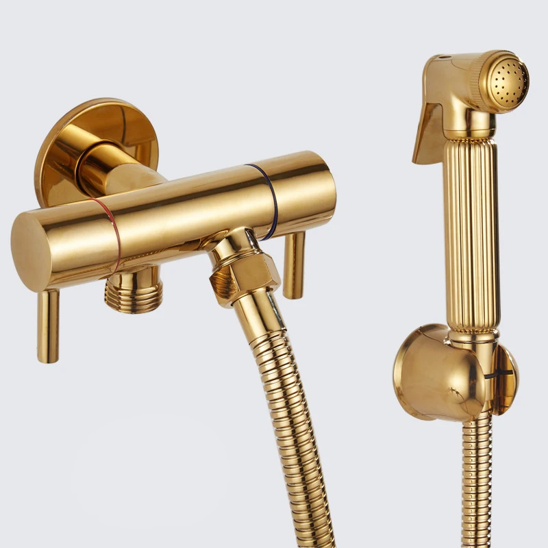 Bidet Faucet Gold Brass Bathroom Shower Tap Bidet Toilet Sprayer Bidet Toilet Washer Mixer Muslim Shower Ducha Higienica