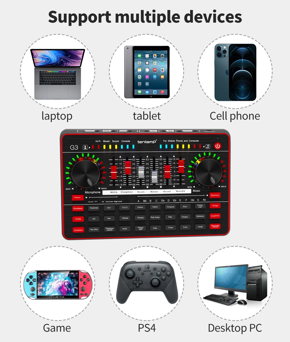 Tenlamp-tarjeta de sonido G3 P10, kit de micrófono profesional, condensador de Podcast para Karaoke, Youtube, estudio, grabación, 2022