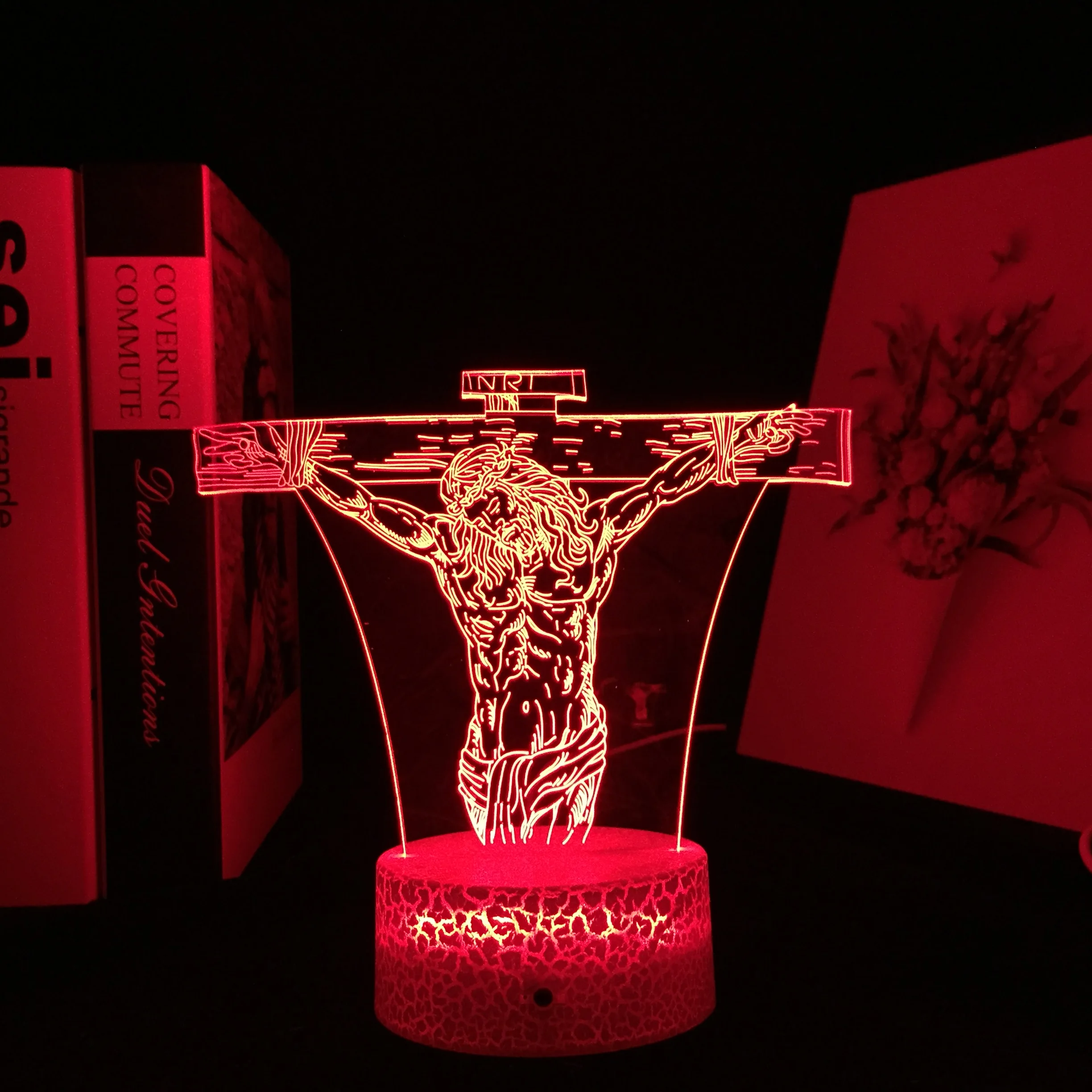 Crucifixion of Jesus LED Night Light for Christians USB Battery Powered Table Lamp for Church Religious Decor Lights Cool Gift