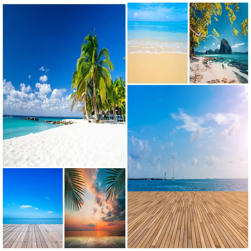 ZHISUXI Summer Tropical Palms Tree Sea Beach Photo Background Scenic Photography Backdrop Photocall Photo Studio 21414XHF-07