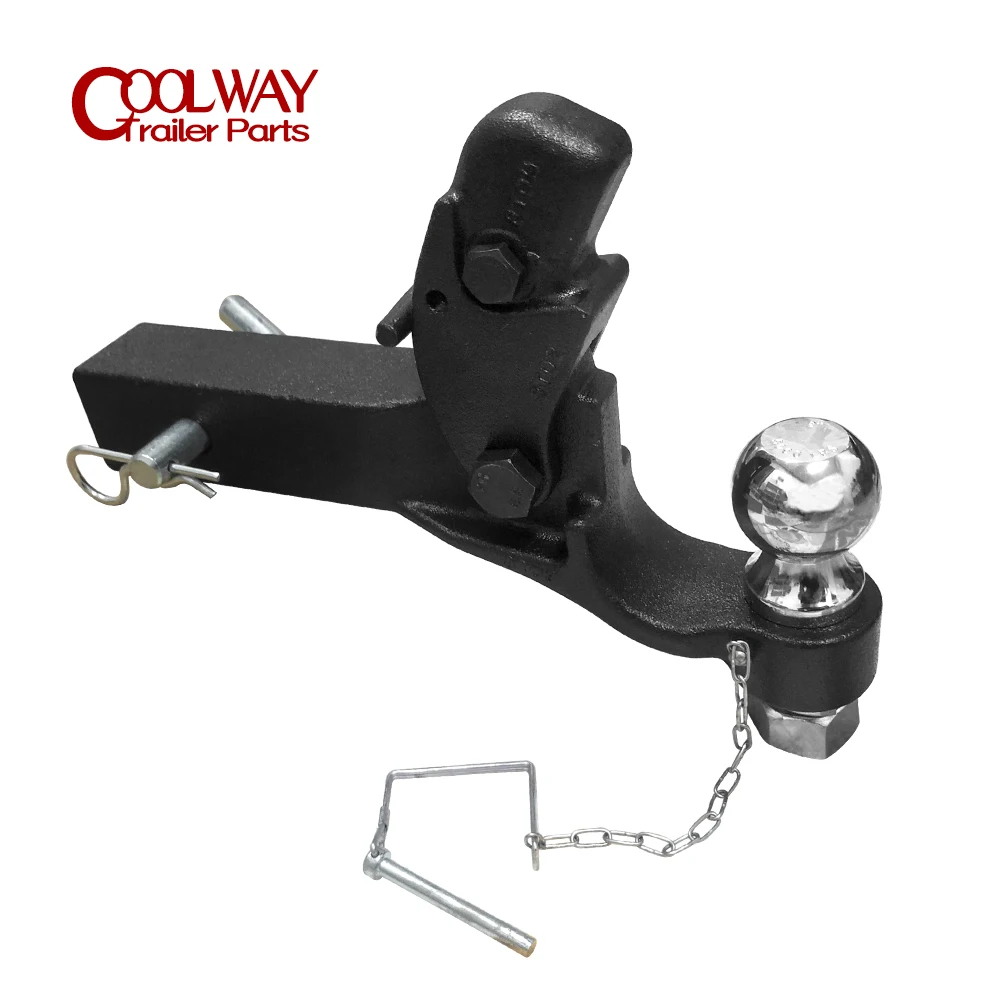 Heavy Duty 8 Ton 2 Inch Ball Shank 1-Hole Combo Pintle Hook Receiver Arm Hitch for Towing 4WD Truck Trailer Parts