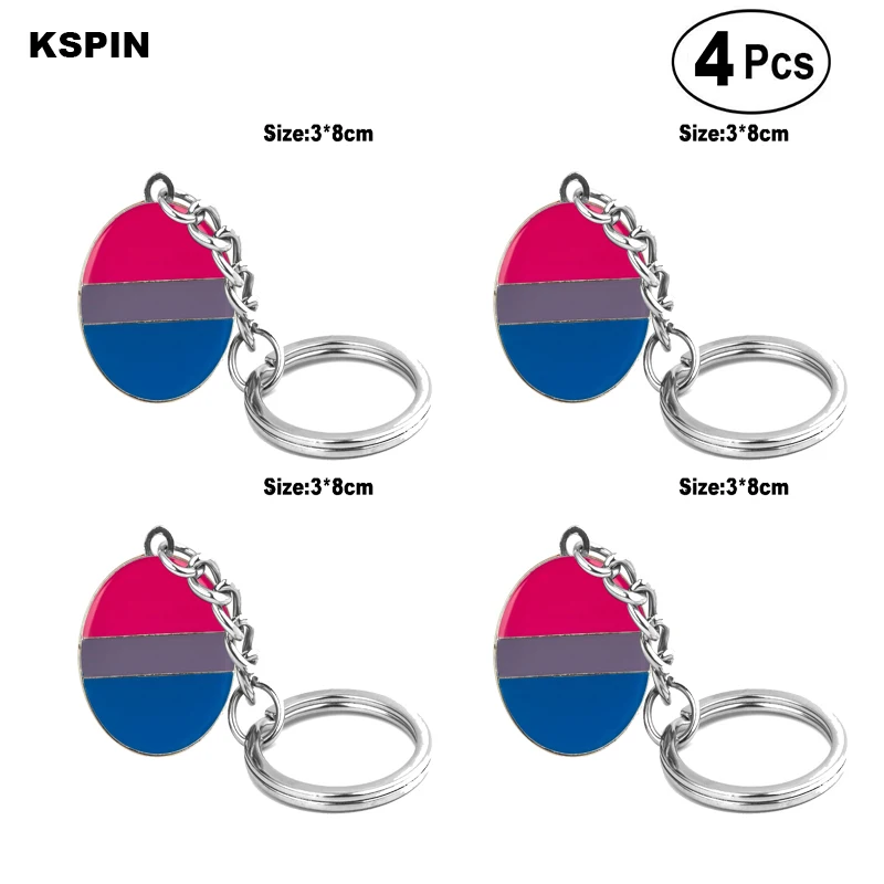 Bisexual Key Ring Lapel Pin Flag badge Brooch Pins Badges 4pcs