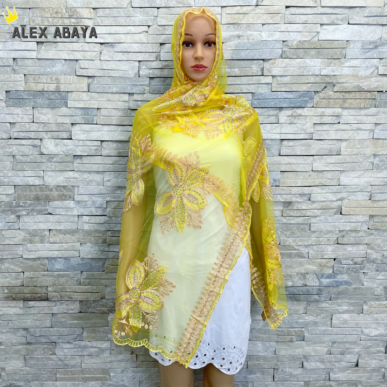 Small Net Hijab for Muslim Women, New African Shawls, 200x50cm, AL073