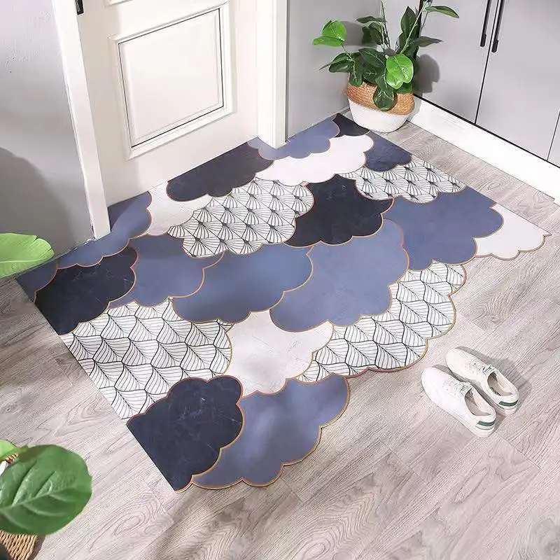 Modern Soft PVC Leather Carpet for Entrance Door, Anti-slip Mat for Bathroom, Kitchen Floor Area Rug, Home Decor, Living Room