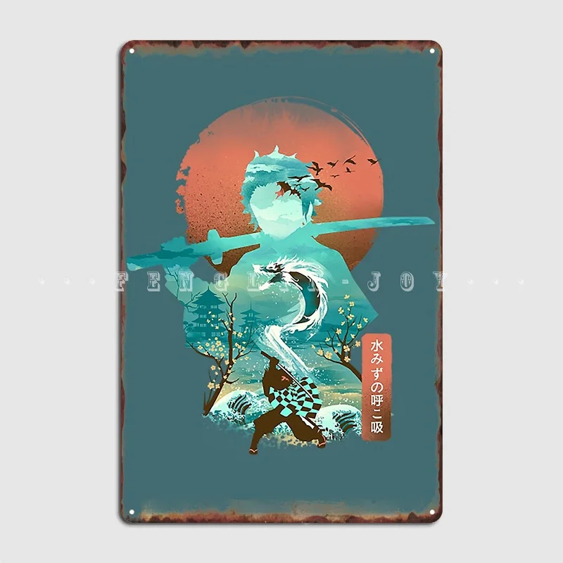 

Demon Slayer Ukiyo E Breath Of Water Metal Sign Wall Pub Home Retro Plaques Tin Sign Poster