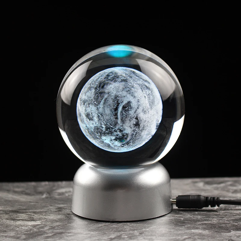 60/80MM Mars Model Glass Ball 3D Laser Engraved Miniatures Astronomy Gift Sphere Home Decor Accessories Crystal Craft Ball