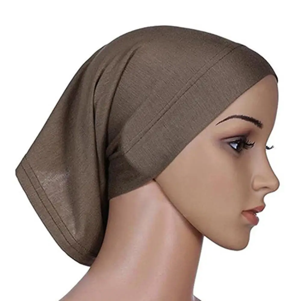 Vrouwen Hijaabs Moslims Effen Kleur Katoen Cap Elastische Ademend Headwrap Onder Sjaal Hoed 2021