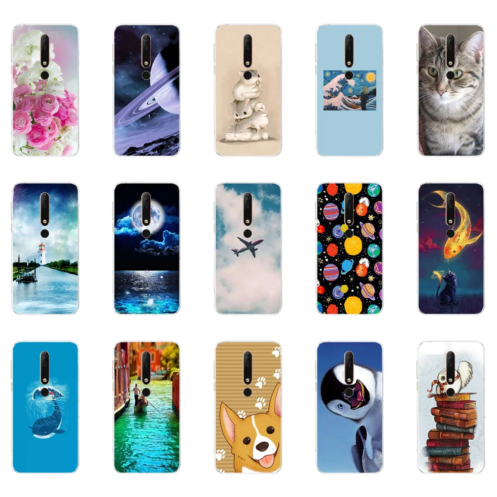 case for Nokia 6 6.1  case cover soft tpu silicone phone housing shockproof Coque bumper cute dog cat 3