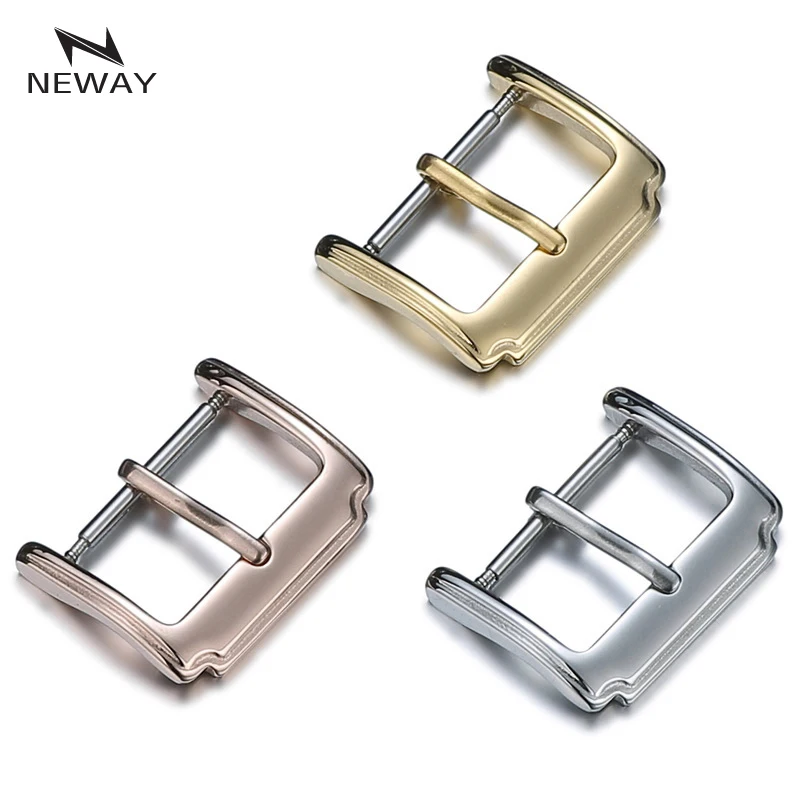 12 14 16 18 20 22mm Stainless Steel Clasp Buckle for Cow Leather Watch Band Fabric Nylon Watch Strap Silver Brushed metal Buckle