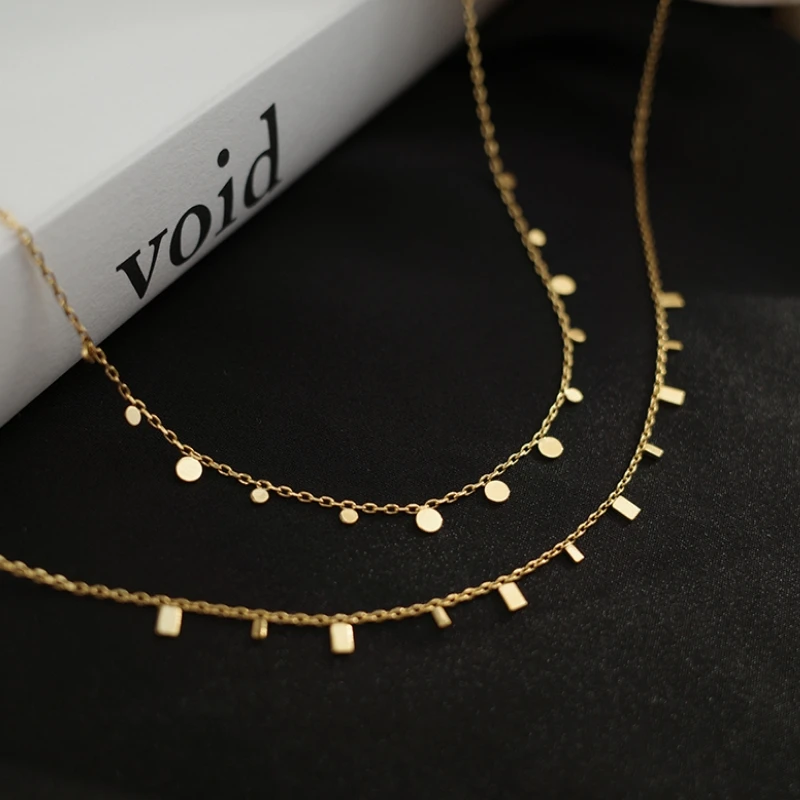 Collar de gota de agua de acero de titanio de oro de 18K para mujer, gargantilla de cadena, colgante de moneda, collares, joyería de Collar
