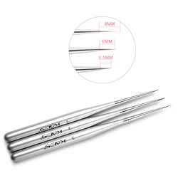 KADS 3pcs/set Professional Nail Liner Brush Silver Drawing Painting Acrylic Nail Art Brush Set for Nal Brushes