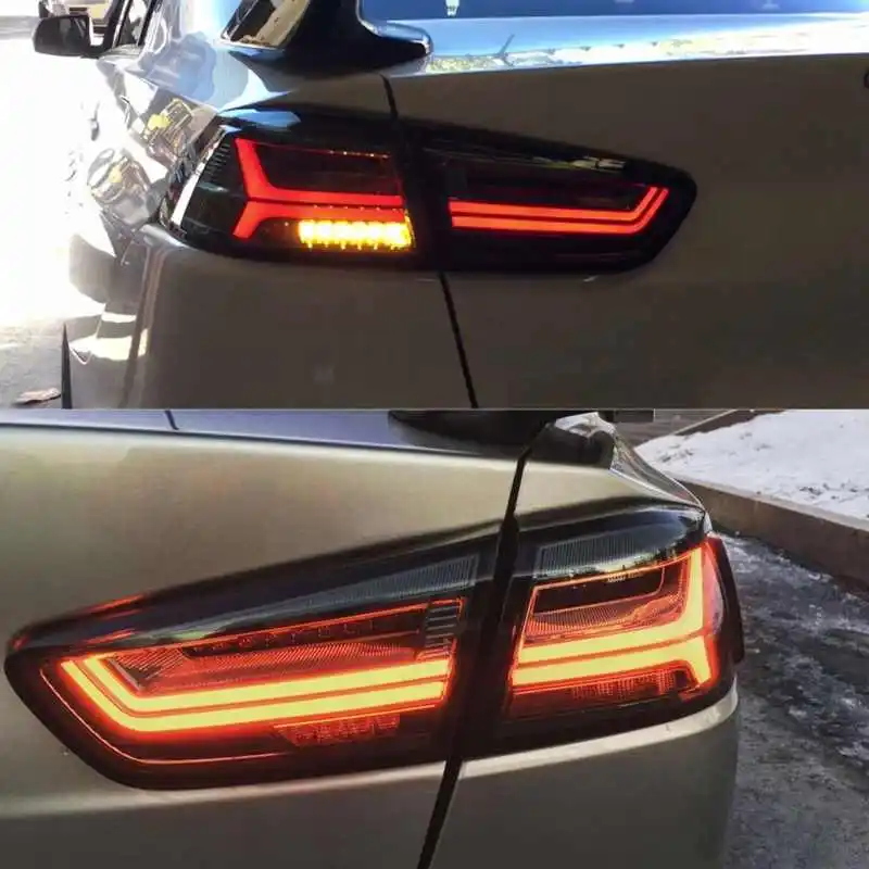 VLAND Full LED Dynamic Tail Lights Smoke Lens Fit for  Lancer/ X 2008-2017